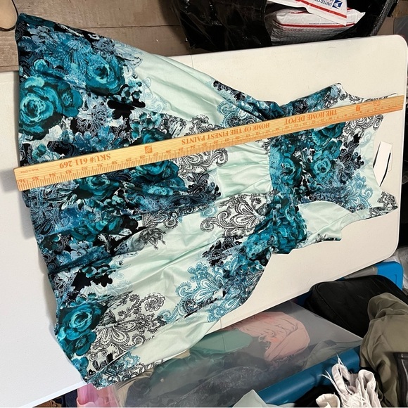 Lady Vintage Tea Dress Teal Collage UK 10 US 6 Q2 - Picture 6 of 7